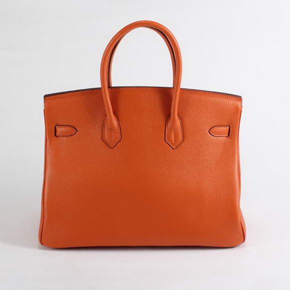 Hermes Birkin 35CM Togo Leather Handbag 6089 Orange Golden