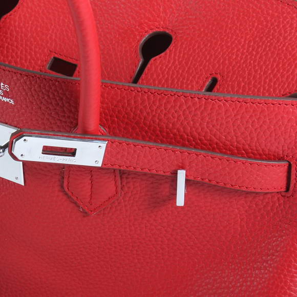 Hermes Birkin 35CM Togo Leather Handbag 6089 Red Silver