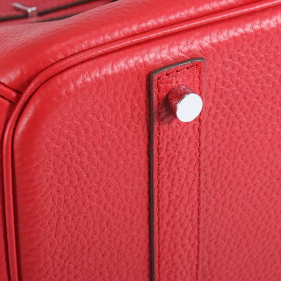 Hermes Birkin 35CM Togo Leather Handbag 6089 Red Silver