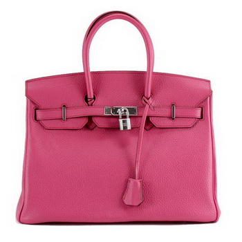 Hermes Birkin 35CM Togo Leather Handbag 6089 Rose Silver Hermes Birkin 35CM Togo Leather Handbag 6089 Rose Silver