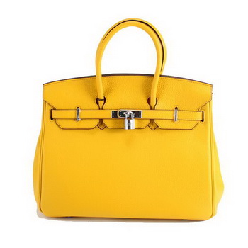 Hermes Birkin 35CM Togo Leather Handbag 6089 Yellow Silver Hermes Birkin 35CM Togo Leather Handbag 6089 Yellow Silver