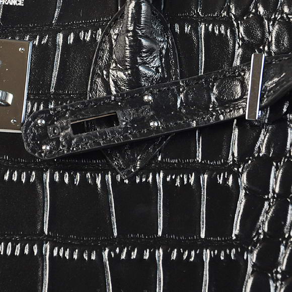Hermes Birkin 35CM Tote Bags Crocodile Togo Leather Black Silver Hermes Birkin 35CM Tote Bags Crocodile Togo Leather Black Silver