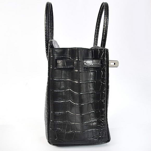 Hermes Birkin 35CM Tote Bags Crocodile Togo Leather Black Silver Hermes Birkin 35CM Tote Bags Crocodile Togo Leather Black Silver