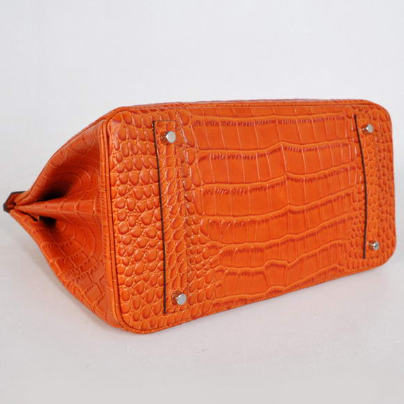 Hermes Birkin 35CM Tote Bags Crocodile Togo Leather Orange Silver Hermes Birkin 35CM Tote Bags Crocodile Togo Leather Orange Silver