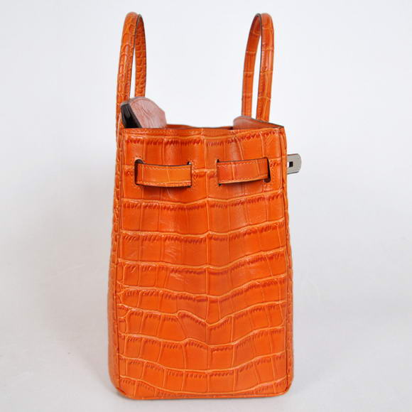 Hermes Birkin 35CM Tote Bags Crocodile Togo Leather Orange Silver Hermes Birkin 35CM Tote Bags Crocodile Togo Leather Orange Silver