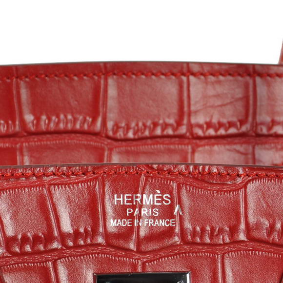 Hermes Birkin 35CM Tote Bags Crocodile Togo Leather Red Silver Hermes Birkin 35CM Tote Bags Crocodile Togo Leather Red Silver