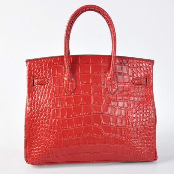 Hermes Birkin 35CM Tote Bags Crocodile Togo Leather Red Silver Hermes Birkin 35CM Tote Bags Crocodile Togo Leather Red Silver