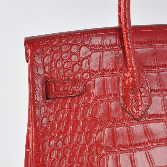 Hermes Birkin 35CM Tote Bags Crocodile Togo Leather Red Silver Hermes Birkin 35CM Tote Bags Crocodile Togo Leather Red Silver