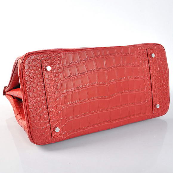 Hermes Birkin 35CM Tote Bags Crocodile Togo Leather Red Silver Hermes Birkin 35CM Tote Bags Crocodile Togo Leather Red Silver