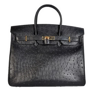 Hermes Birkin 35CM Tote Bags Ostrich Togo Leather Black Golden Hermes Birkin 35CM Tote Bags Ostrich Togo Leather Black Golden
