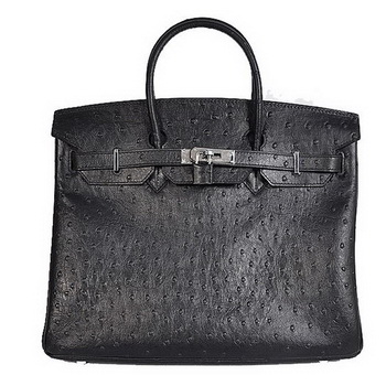 Hermes Birkin 35CM Tote Bags Ostrich Togo Leather Black Silver Hermes Birkin 35CM Tote Bags Ostrich Togo Leather Black Silver