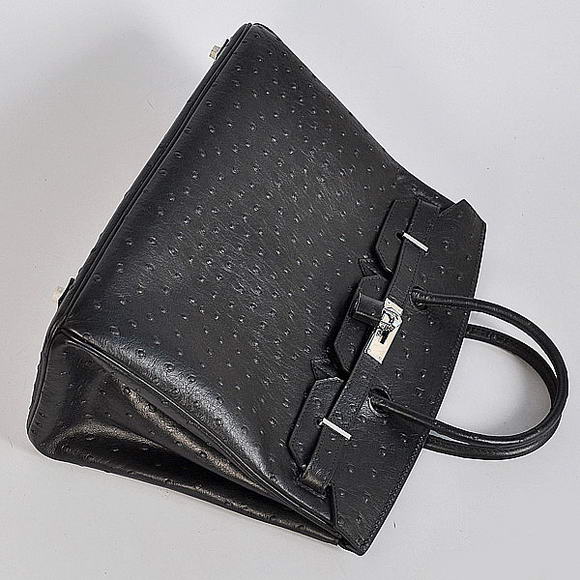 Hermes Birkin 35CM Tote Bags Ostrich Togo Leather Black Silver