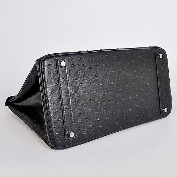 Hermes Birkin 35CM Tote Bags Ostrich Togo Leather Black Silver