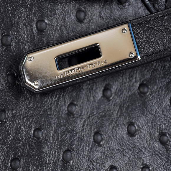 Hermes Birkin 35CM Tote Bags Ostrich Togo Leather Black Silver