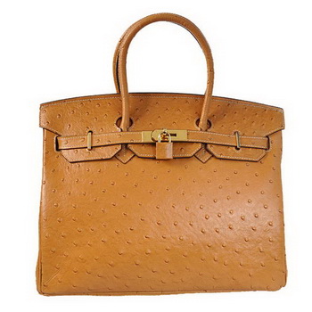 Hermes Birkin 35CM Tote Bags Ostrich Togo Leather Ocher Golden Hermes Birkin 35CM Tote Bags Ostrich Togo Leather Ocher Golden