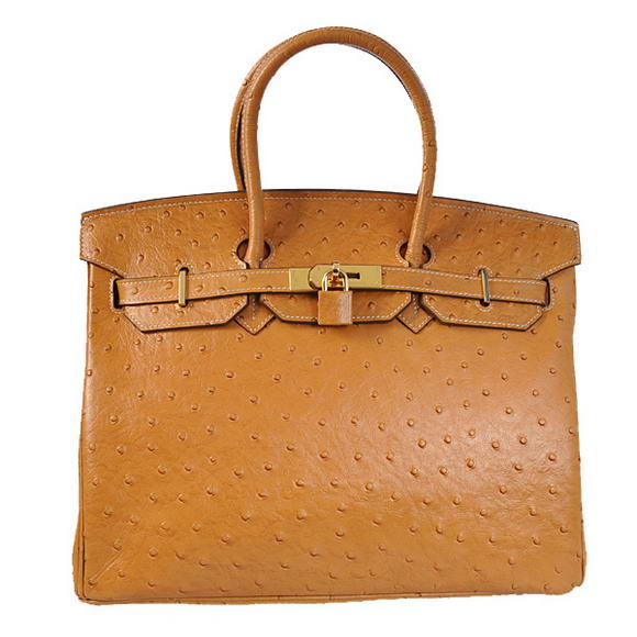Hermes Birkin 35CM Tote Bags Ostrich Togo Leather Ocher Golden Hermes Birkin 35CM Tote Bags Ostrich Togo Leather Ocher Golden