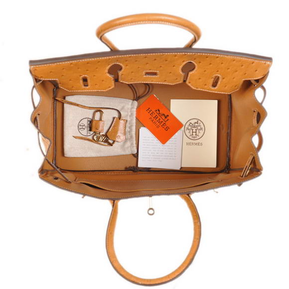 Hermes Birkin 35CM Tote Bags Ostrich Togo Leather Ocher Golden Hermes Birkin 35CM Tote Bags Ostrich Togo Leather Ocher Golden