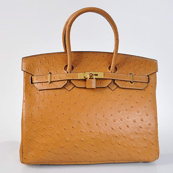 Hermes Birkin 35CM Tote Bags Ostrich Togo Leather Ocher Golden Hermes Birkin 35CM Tote Bags Ostrich Togo Leather Ocher Golden