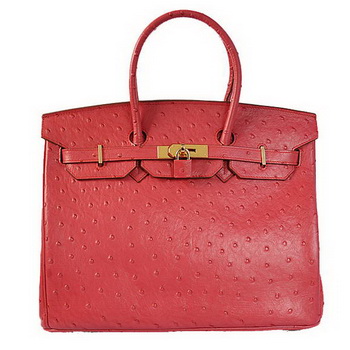 Hermes Birkin 35CM Tote Bags Ostrich Togo Leather Red Golden Hermes Birkin 35CM Tote Bags Ostrich Togo Leather Red Golden