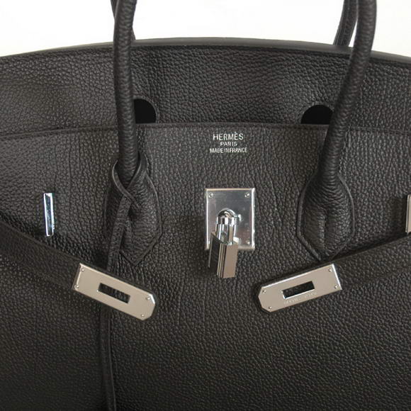 Hermes Birkin 35CM Tote Bags Smooth Togo Leather Black Silver Hermes Birkin 35CM Tote Bags Smooth Togo Leather Black Silver