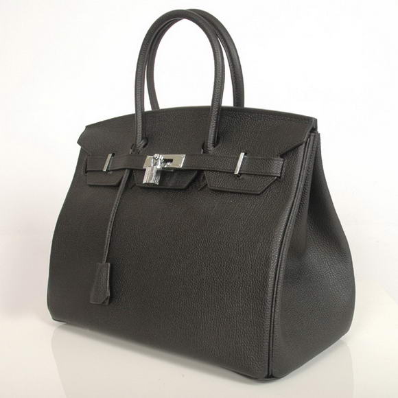 Hermes Birkin 35CM Tote Bags Smooth Togo Leather Black Silver Hermes Birkin 35CM Tote Bags Smooth Togo Leather Black Silver