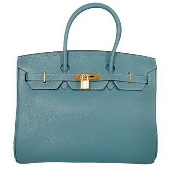 Hermes Birkin 35CM Tote Bags Smooth Togo Leather Blue Golden Hermes Birkin 35CM Tote Bags Smooth Togo Leather Blue Golden
