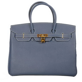 Hermes Birkin 35CM Tote Bags Smooth Togo Leather Dark Blue Golden Hermes Birkin 35CM Tote Bags Smooth Togo Leather Dark Blue Golden