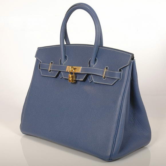 Hermes Birkin 35CM Tote Bags Smooth Togo Leather Dark Blue Golden Hermes Birkin 35CM Tote Bags Smooth Togo Leather Dark Blue Golden