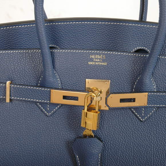 Hermes Birkin 35CM Tote Bags Smooth Togo Leather Dark Blue Golden Hermes Birkin 35CM Tote Bags Smooth Togo Leather Dark Blue Golden