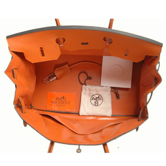 Hermes Birkin 35CM Tote Bags Smooth Togo Leather Orange Silver