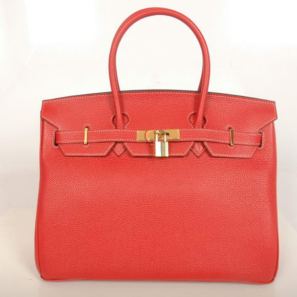 Hermes Birkin 35CM Tote Bags Smooth Togo Leather Red Golden Hermes Birkin 35CM Tote Bags Smooth Togo Leather Red Golden