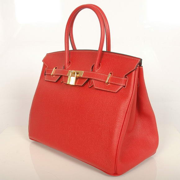 Hermes Birkin 35CM Tote Bags Smooth Togo Leather Red Golden Hermes Birkin 35CM Tote Bags Smooth Togo Leather Red Golden