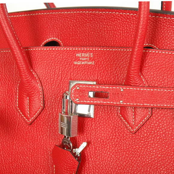 Hermes Birkin 35CM Tote Bags Smooth Togo Leather Red Silver Hermes Birkin 35CM Tote Bags Smooth Togo Leather Red Silver