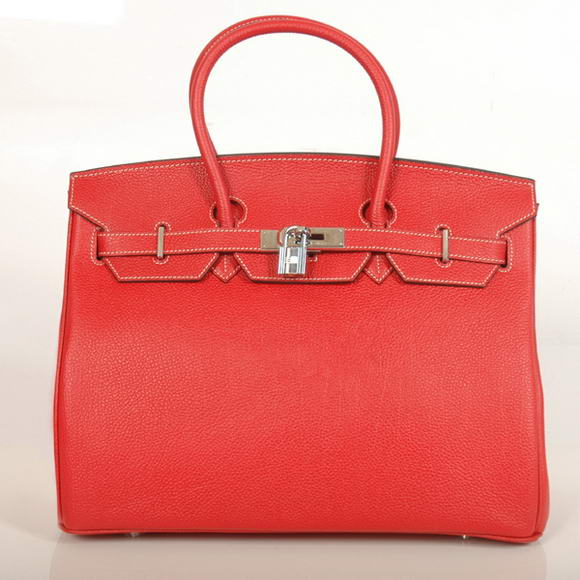 Hermes Birkin 35CM Tote Bags Smooth Togo Leather Red Silver Hermes Birkin 35CM Tote Bags Smooth Togo Leather Red Silver