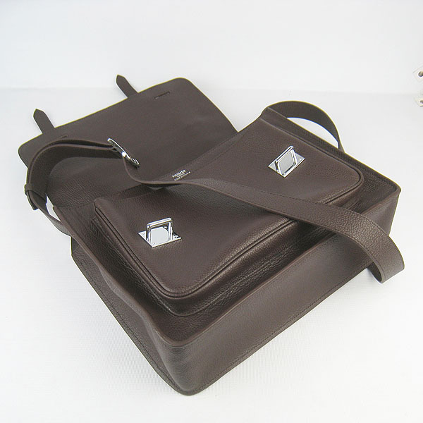 Hermes Jypsiere Togo Leather Messenger Bag Dark Coffee Hermes Jypsiere Togo Leather Messenger Bag Dark Coffee