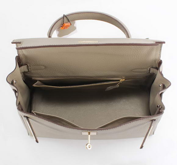 Hermes Kelly 32cm Togo Leather Handbags 6018 Light Grey Golden Hermes Kelly 32cm Togo Leather Handbags 6018 Light Grey Golden