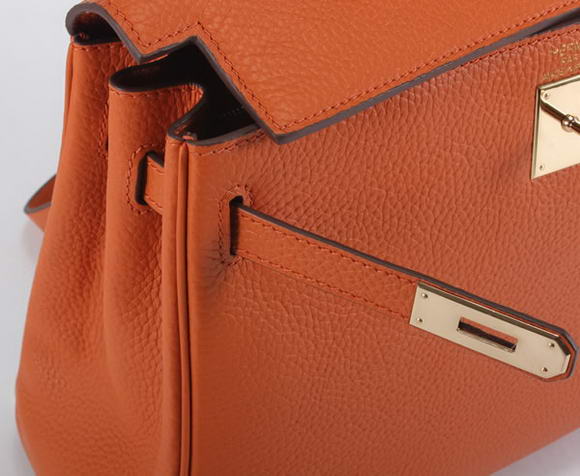 Hermes Kelly 32cm Togo Leather Handbags 6018 Orange Golden Hermes Kelly 32cm Togo Leather Handbags 6018 Orange Golden