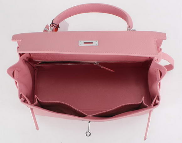 Hermes Kelly 32cm Togo Leather Handbags 6018 Pink Silver Hermes Kelly 32cm Togo Leather Handbags 6018 Pink Silver