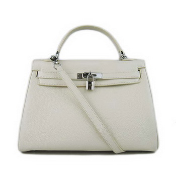 Hermes Kelly 32cm Togo Leather Handbags 6018 White Silver Hermes Kelly 32cm Togo Leather Handbags 6018 White Silver