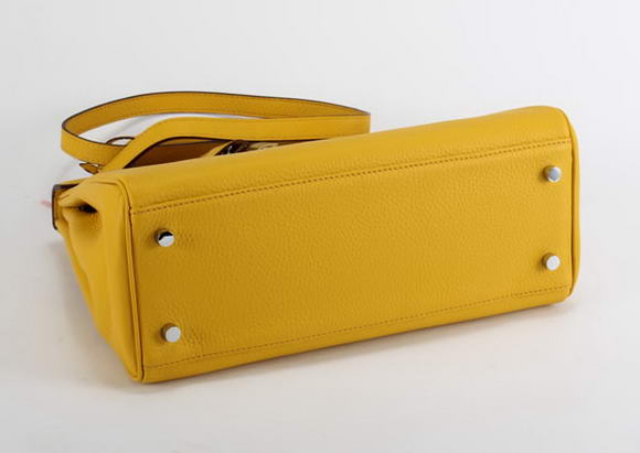 Hermes Kelly 32cm Togo Leather Handbags 6018 Yellow Silver Hermes Kelly 32cm Togo Leather Handbags 6018 Yellow Silver