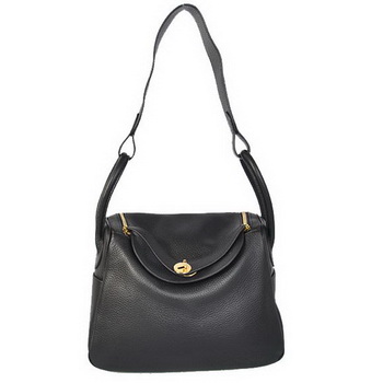 Hermes Lindy 30CM Havanne Handbags 1057 Black Leather Golden Hardware Hermes Lindy 30CM Havanne Handbags 1057 Black Leather Golden Hardware