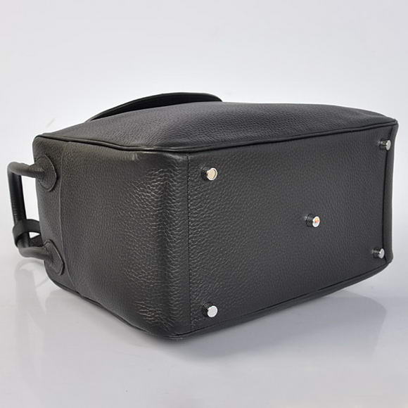 Hermes Lindy 30CM Havanne Handbags 1057 Black Leather Silver Hardware Hermes Lindy 30CM Havanne Handbags 1057 Black Leather Silver Hardware