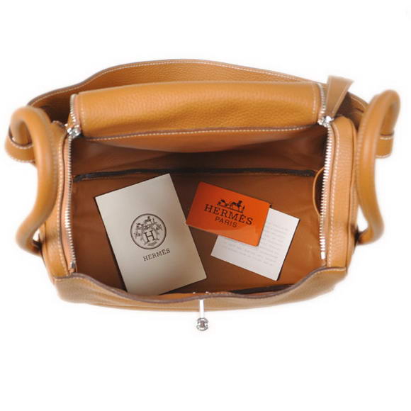 Hermes Lindy 30CM Havanne Handbags 1057 Camel Leather Silver Hardware Hermes Lindy 30CM Havanne Handbags 1057 Camel Leather Silver Hardware