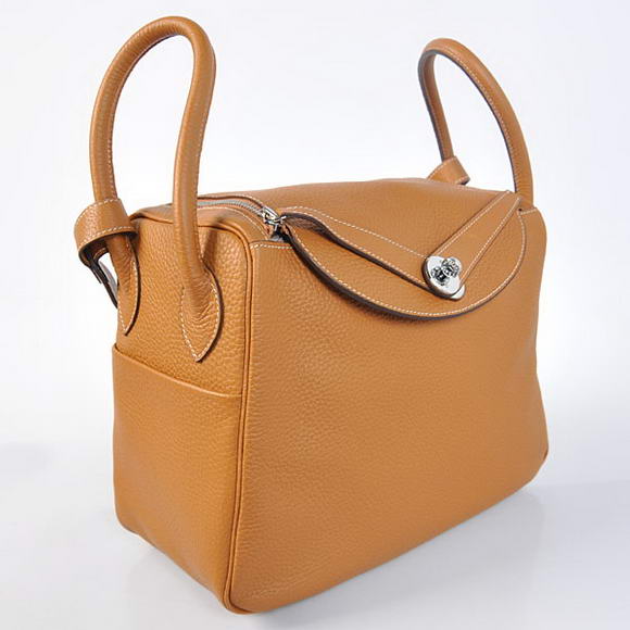 Hermes Lindy 30CM Havanne Handbags 1057 Camel Leather Silver Hardware Hermes Lindy 30CM Havanne Handbags 1057 Camel Leather Silver Hardware