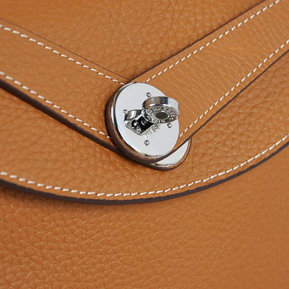 Hermes Lindy 30CM Havanne Handbags 1057 Camel Leather Silver Hardware Hermes Lindy 30CM Havanne Handbags 1057 Camel Leather Silver Hardware
