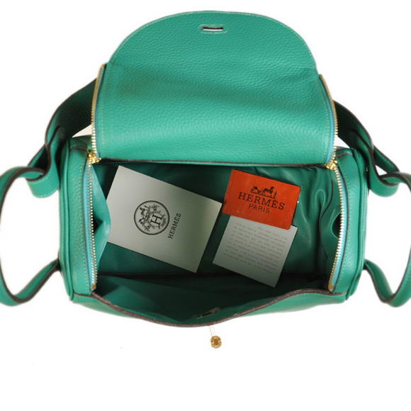 Hermes Lindy 30CM Havanne Handbags 1057 Green Leather Golden Hardware Hermes Lindy 30CM Havanne Handbags 1057 Green Leather Golden Hardware
