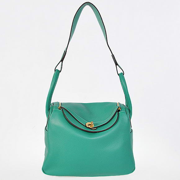 Hermes Lindy 30CM Havanne Handbags 1057 Green Leather Golden Hardware Hermes Lindy 30CM Havanne Handbags 1057 Green Leather Golden Hardware