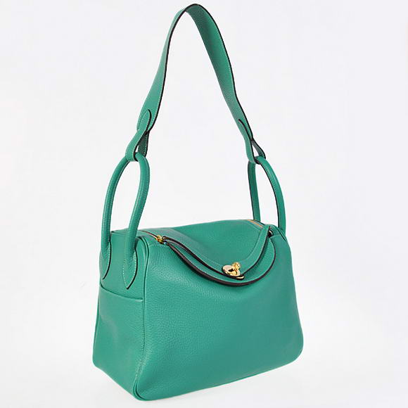 Hermes Lindy 30CM Havanne Handbags 1057 Green Leather Golden Hardware Hermes Lindy 30CM Havanne Handbags 1057 Green Leather Golden Hardware