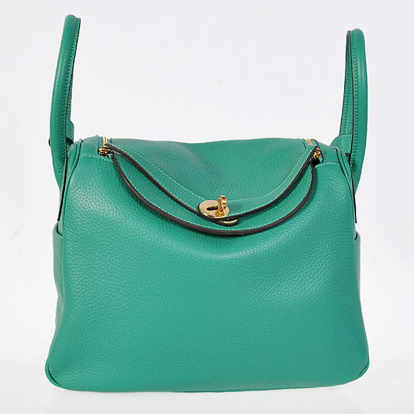 Hermes Lindy 30CM Havanne Handbags 1057 Green Leather Golden Hardware Hermes Lindy 30CM Havanne Handbags 1057 Green Leather Golden Hardware