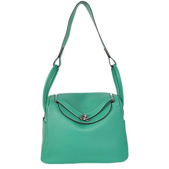 Hermes Lindy 30CM Havanne Handbags 1057 Green Leather Silver Hardware Hermes Lindy 30CM Havanne Handbags 1057 Green Leather Silver Hardware